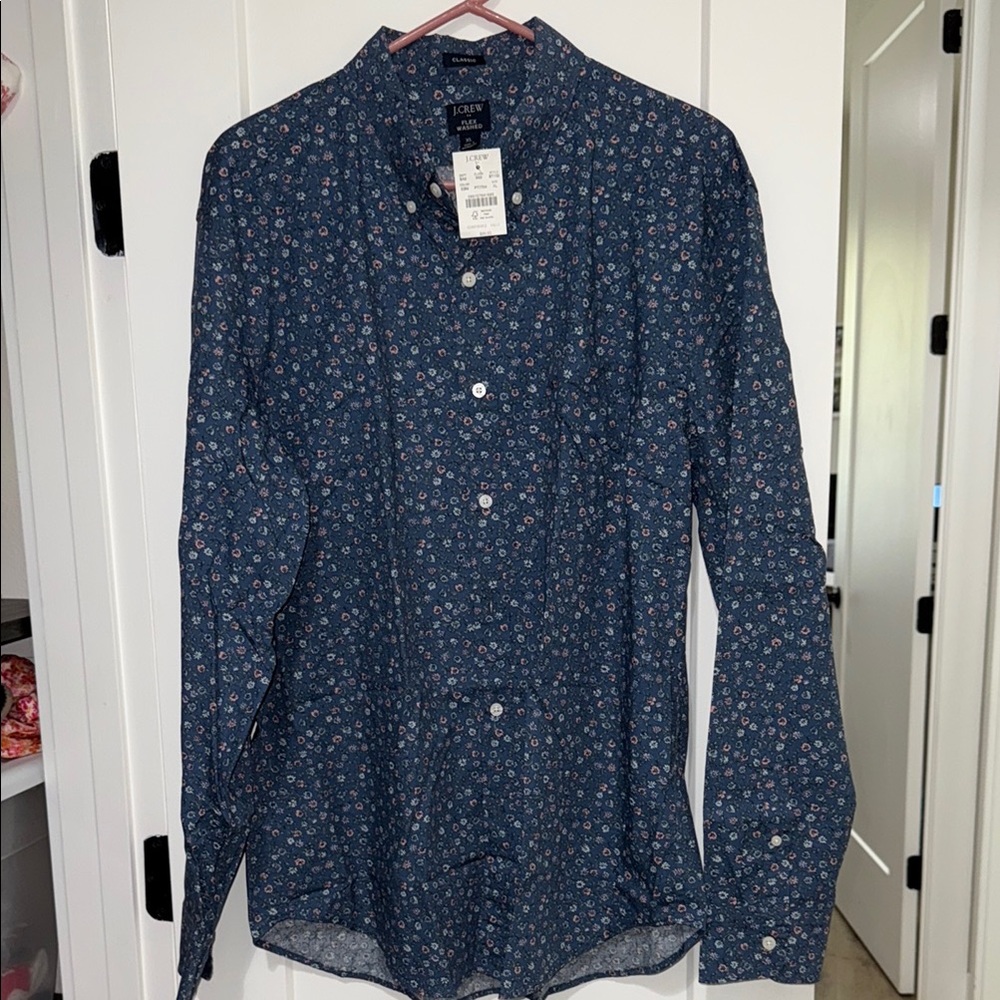 J.Crew Blue Floral Button-Up Shirt